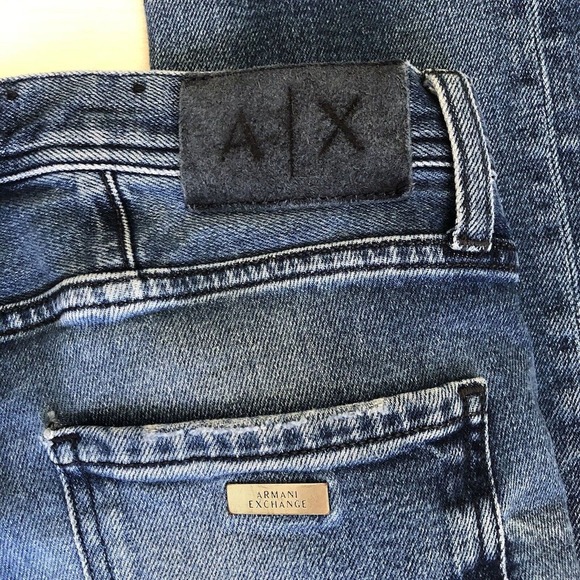 Armani Exchange A|X Straight Fit J16 Jeans 28 X 31 Distressed Blue Dark Wash EUC - Picture 8 of 11